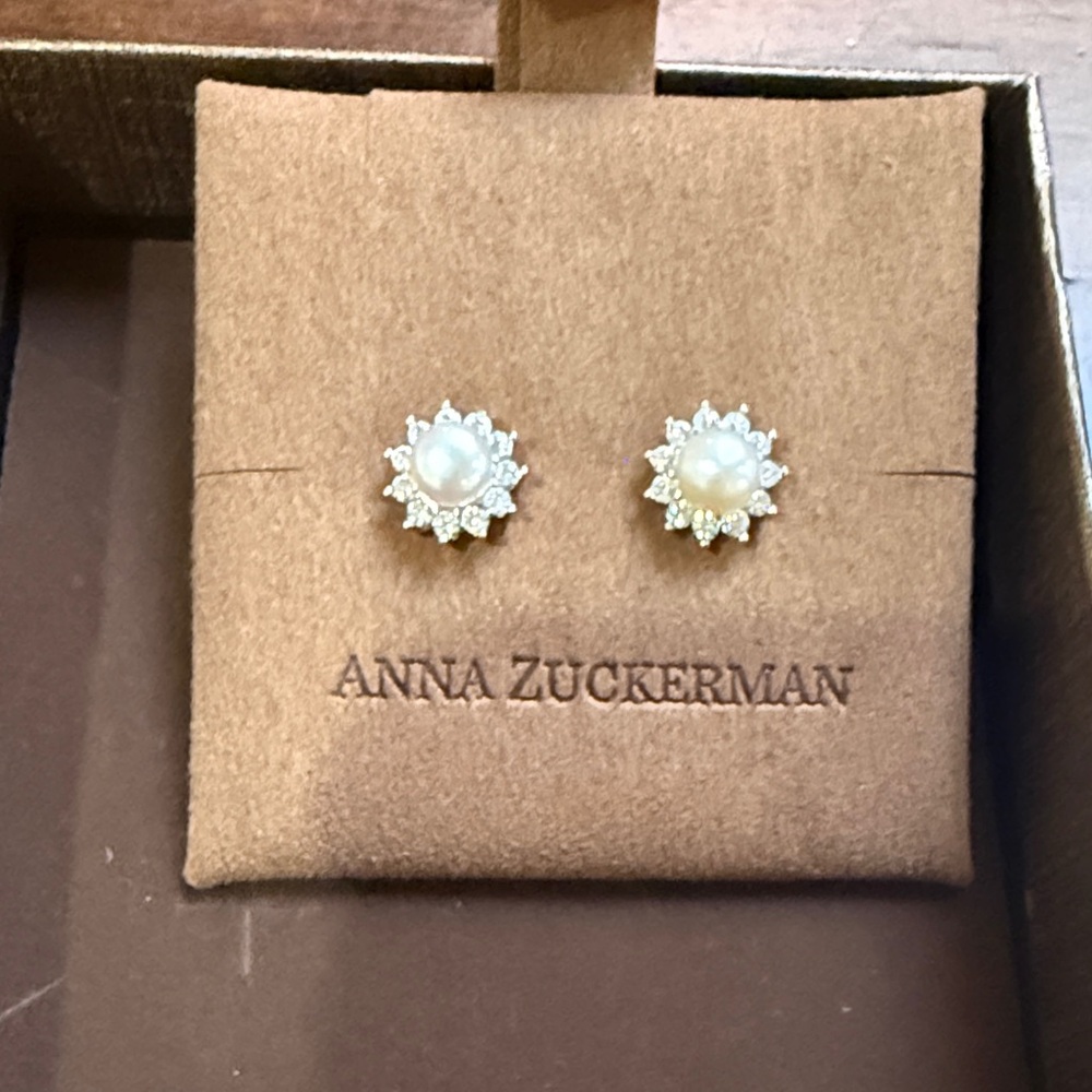 Elegant Silver Pearl Starburst Earrings - Picture 3 of 4